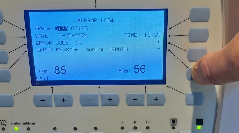 X-ray error code