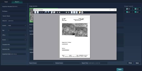 Vet X-ray System Report Print